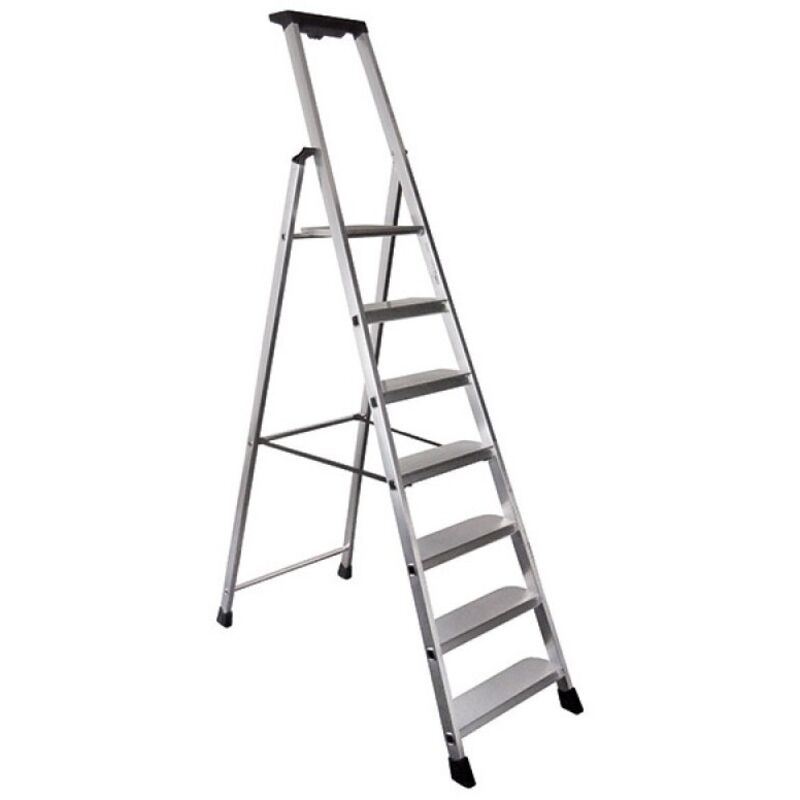 Escalera de aluminio - 7 peldaños XL (11 cm) - 3,42 m Pro