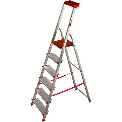 Escalux - Escabeau Alu marches Ultra larges 6 marches Haut travail 3,21 m - CONFORLUX