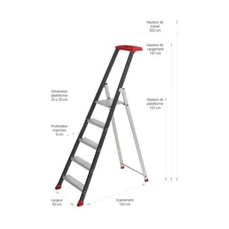 Escabeau aluminium Pro 5 marches