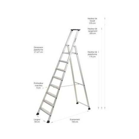Escabeau aluminium pro 8 marches