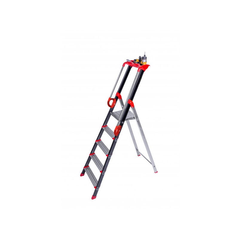 Escabeau alu 6 marches - Hauteur de travail max. 3.20m - 239206