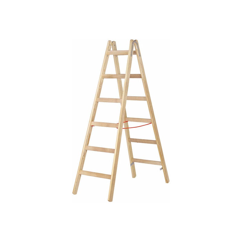 Escabeau bois 2x5 marches - Hauteur atteignable 2.85m - 71410/2X5