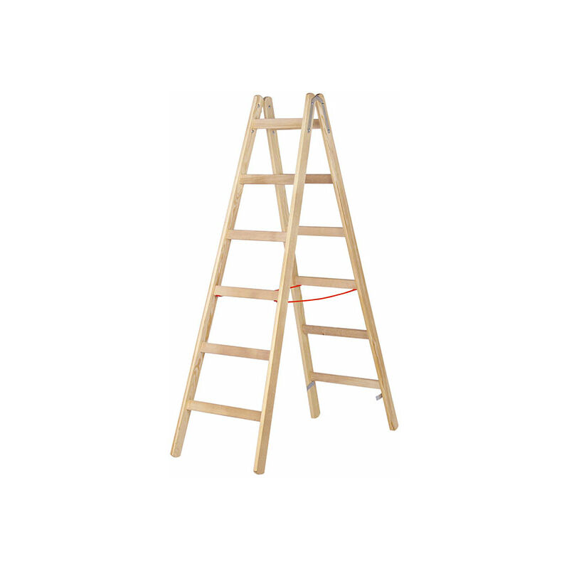 Escabeau bois 2x8 marches - Hauteur atteignable 3.65m - 71410/2X8