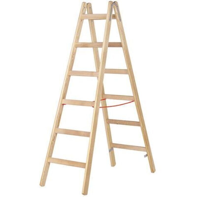 Escabeau bois 2x12 marches - Hauteur atteignable 4.75m - 71410/2X12