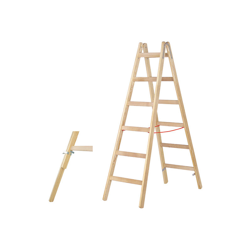 Escabeau bois 2x7 marches - Hauteur atteignable 3.40m - 71410/2X7/79640