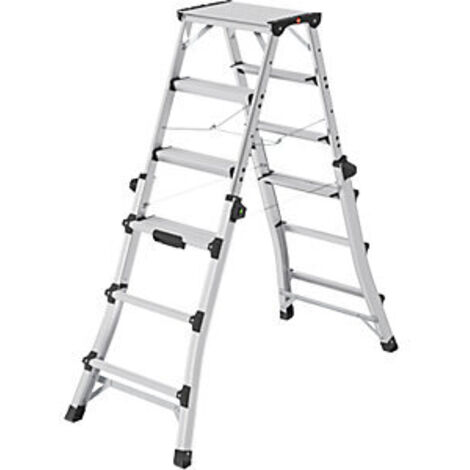 Escabeau D100TL marches aluminium 2x4-2x6 total H.981-1430mm télescopique.HAILO