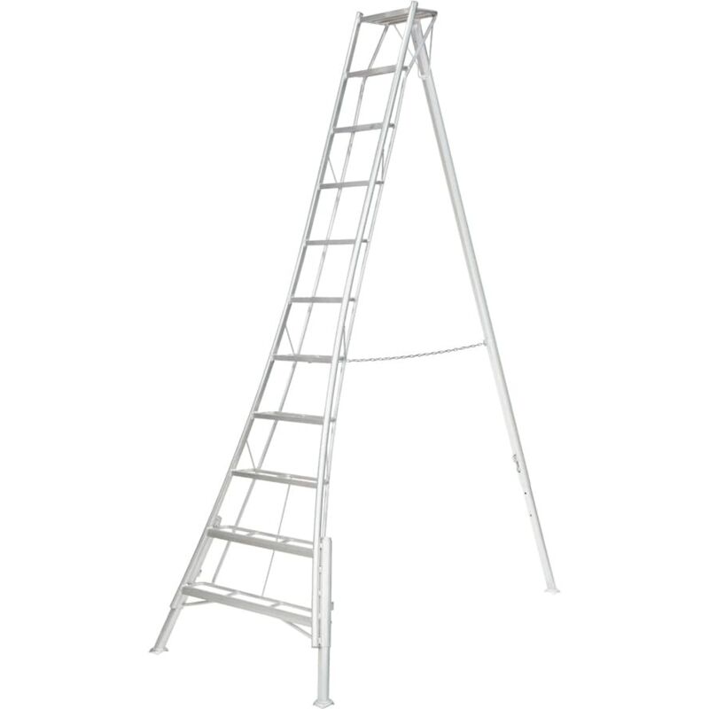 Escabeau aluminium réglable 300-361 cm – Charge maximale 150 kg – Marches antidérapantes pour sécurité – Dimensions 268x140 cm – Niwaki