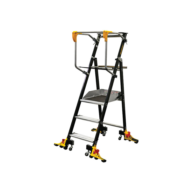 Centaure - Escabeau de rayonnage Inox 3 marches - Hauteur de travail max. 2.69m - 514933