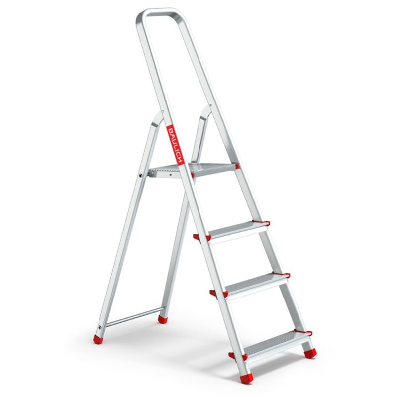 Escabeau domestique pliant en aluminium à 4 marches avec crochet, charge maximale 125 kg.