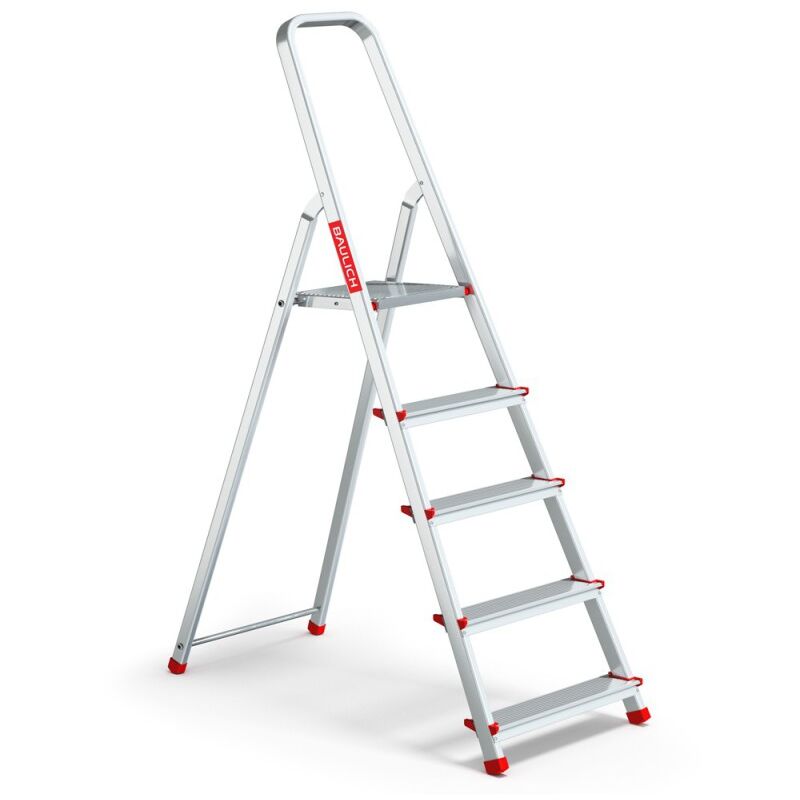 Escabeau domestique pliant en aluminium à 5 marches avec crochet, charge maximale 125 kg.