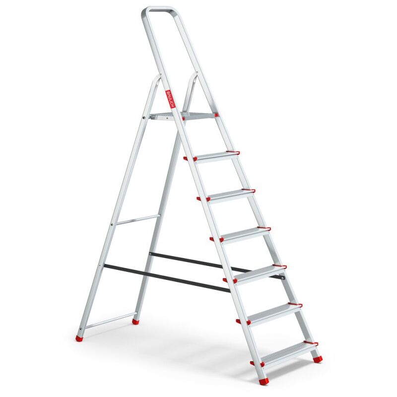 Escabeau domestique pliant en aluminium à 7 marches avec crochet, charge maximale 125 kg.