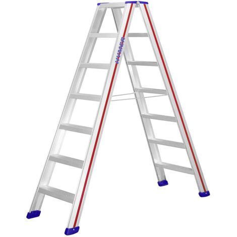 Escabeau double 2x7 marches - Hauteur max. de travail 3,1m - 6024/2X7