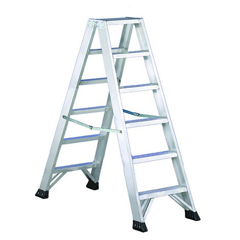 Escabeau double 2x8 marches - Hauteur max. de travail 4.02m - Longueur pliée 2,02m - SVE-SPROS020