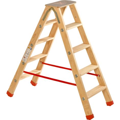 Escabeau double 4 marches en bois - Bois