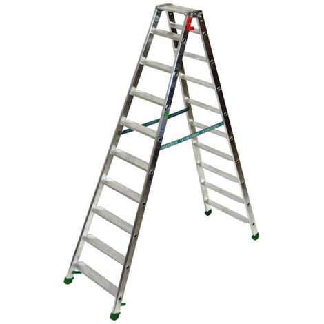 Escabeau double accès 2x11 marches - Hauteur max. de travail 3,99m - D10