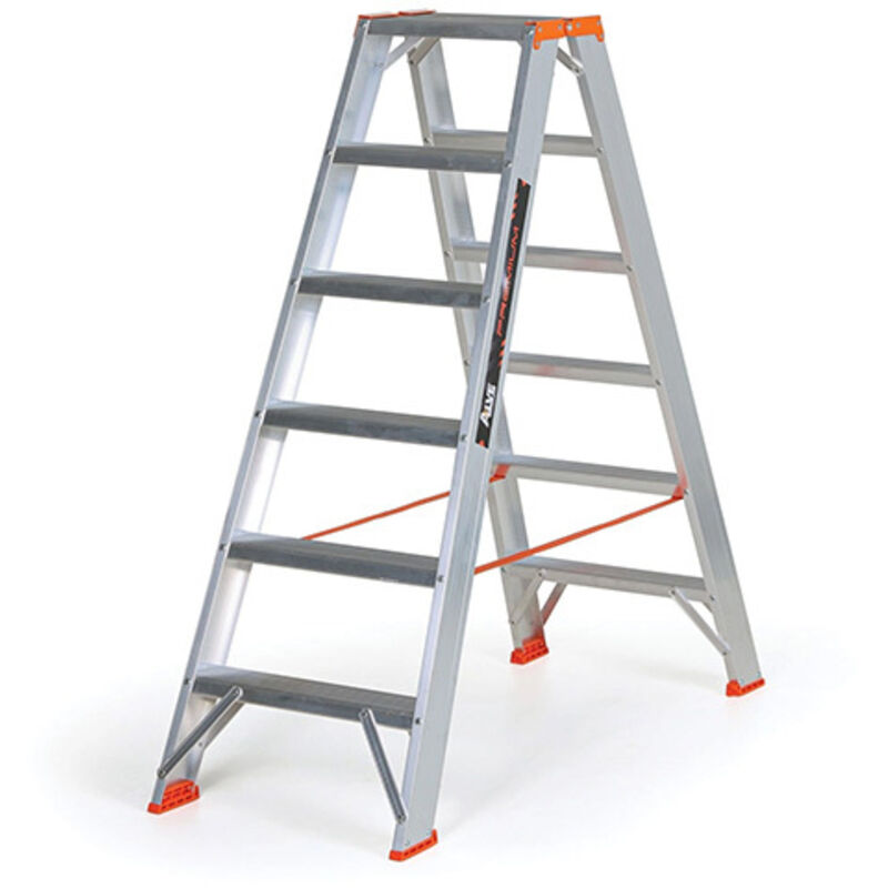 Escabeau double accès 2x7 marches - Hauteur max. de travail 3.49m - 94307