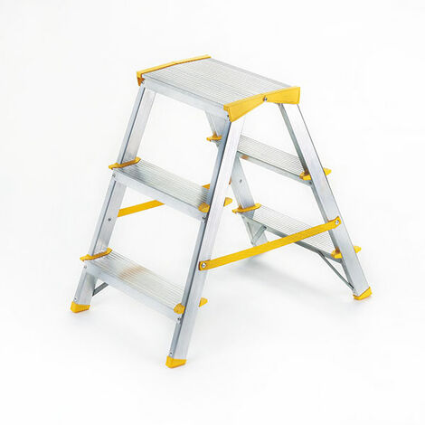 A. Escabeau 2x2 marches double accès - Hauteur atteignable de 2.40m