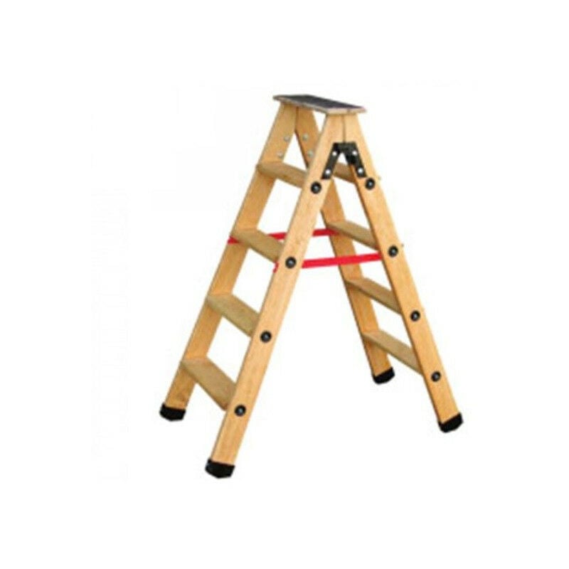 Outifrance - Escabeau bois 2 plans (platrier) 4 Marches + tablette et sangles h:107cm