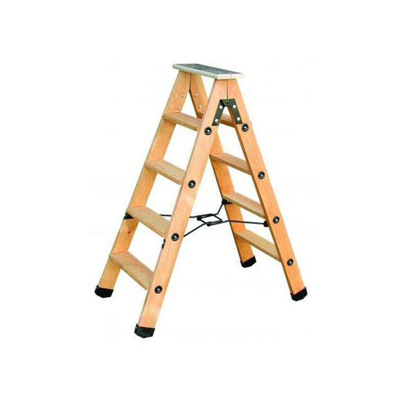 Escabeau à double plans de montée compas rigide 5 marches + tablette - 8832060 - Outifrance