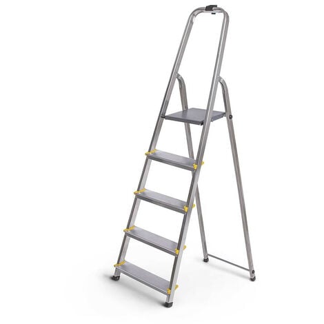 Escabeau Dura 5 marches en aluminium, léger et pliable, pieds antidérapants, hauteur de plateforme 97cm, charge maximale 150kg Hoström
