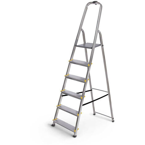 Escabeau Dura 6 marches en aluminium, léger et pliable, pieds antidérapants, hauteur de plateforme 119cm, charge maximale 150kg Hoström