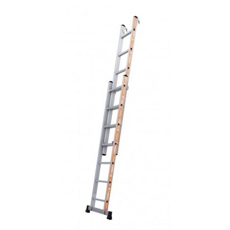 Escabeau Echelle 2 Plans TUBESCA Pronor Coulisse à Corde 2x7marches Charge 150kg en Aluminium - 01222307-002 - NEUVE Déclassée