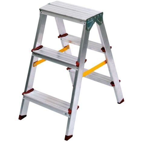 Escabeau en aluminium 2 X 3 marches Charge 150 kg Hauteur 0,65 m VITO Fabriqué en Europe