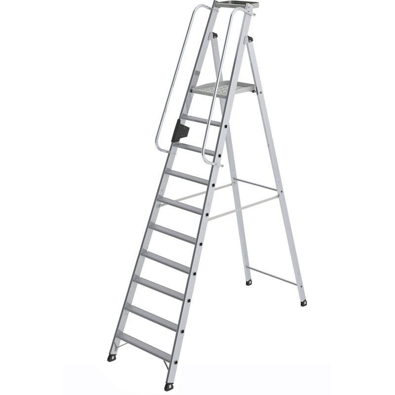 Günzburger Steigtechnik Echelle à plate-forme 10 marches avec bac de rangement - 050090