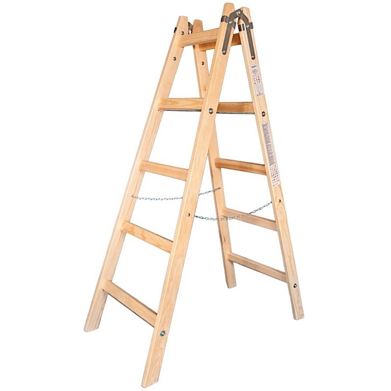 Jardibricodeco - Escabeau En Bois 5 Marches 153 Cm