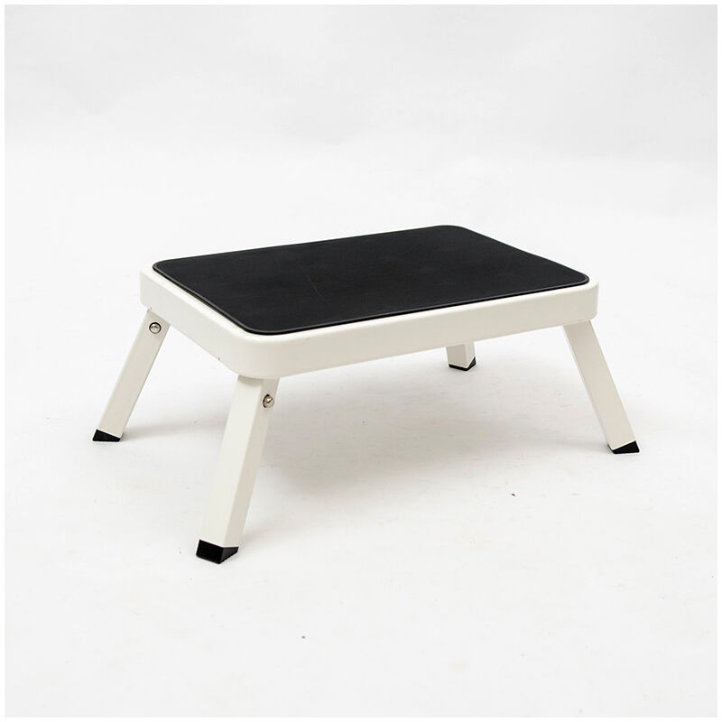 Escabeau Escabeau pliant, acier, avec patin antidérapant, capacité de charge 150 kg, dimensions déplié 28 x 46 x 18 cm, blanc