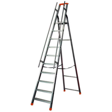 Escabeau grande hauteur 10 marches - Hauteur max. de travail 4.28m - Q60/10M