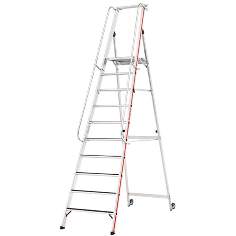 Escabeau grande plateforme 10 marches R13 - hauteur max de travail 4.34m - 868110