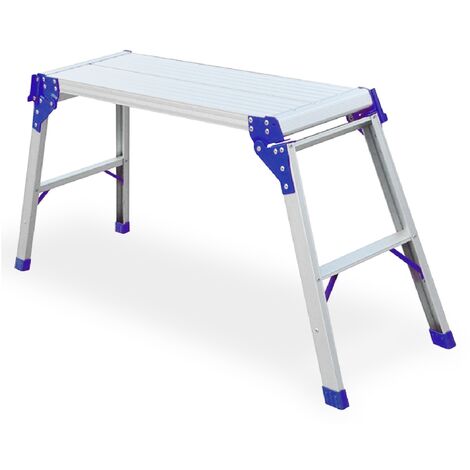 Escabeau mini plateforme en aluminium – Capacité 150 kg – Norme EN131 – Marche striée antidérapante – Pliable pour transport facile – Keli