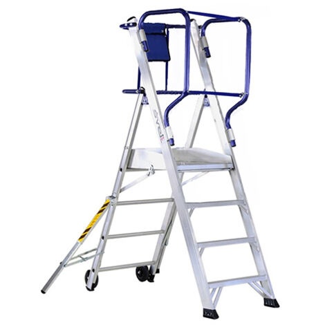 Escabeau PIRL 5 marches - Hauteur max. de travail 3.26m - Longueur pliée 2,55m - SVE-SFLY005