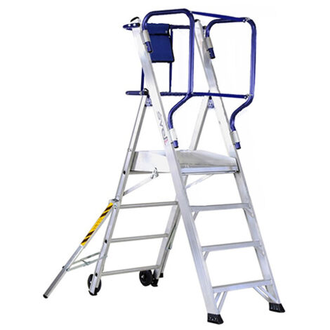 Escabeau PIRL 5 marches - Hauteur max. de travail 3.28m - Longueur pliée 2,47m - SVE-SFLYL05