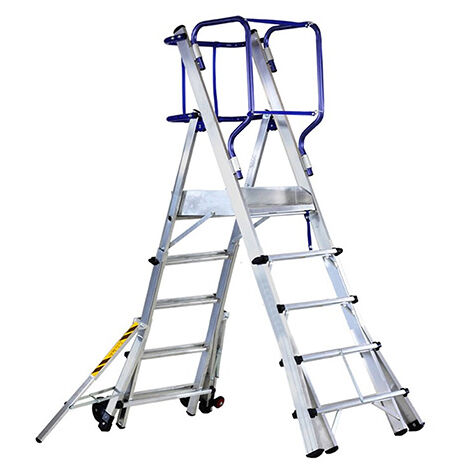 Escabeau PIRL 5 marches télescopique - Hauteur max. de travail 3.75m - Longueur pliée 2,54m - SVE-SFLYT05