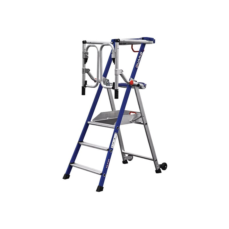 Matisère - Escabeau pirl - Garde-corps articulé - Hauteur max de travail 2,70m - PIRLF3-U