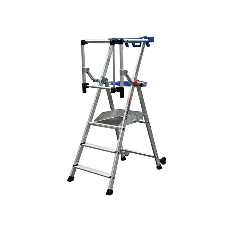 Escabeau pirl - Garde-corps articulé - Hauteur max de travail 2,70m - PIRLF3-P