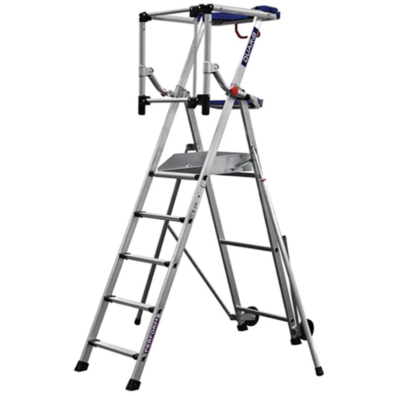 Matisère - Escabeau pirl - Garde-corps articulé - Hauteur max de travail 3,20m - PIRLF5-P