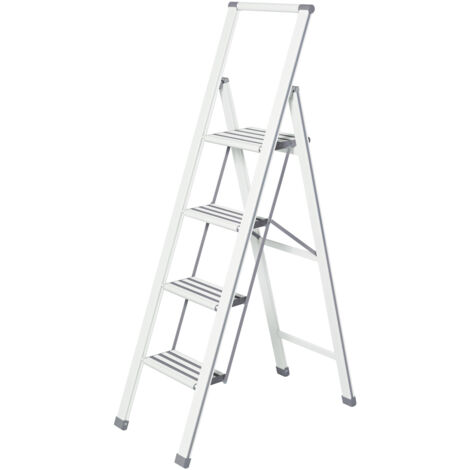 Escabeau pliable Aluminium 4 ma. blanc WENKO