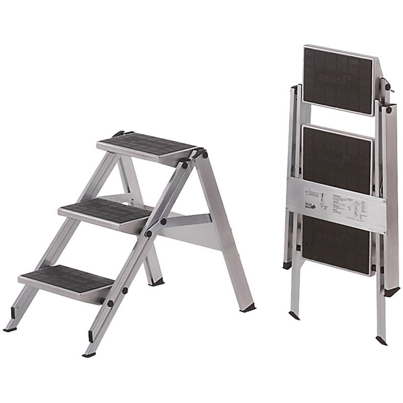 Certeo - wakü Escabeau pliant en alu marches en alu revêtues de pvc