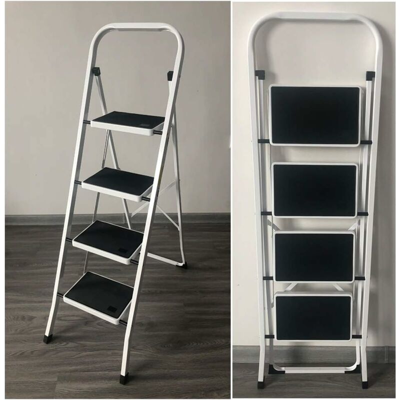 Escabeau Pliant Portatif D'Éscabeau Résistant de 4 Étapes avec des Pédales D'Étapes en Caoutchouc Antidérapantes Capacité de Charge Maximale 150kg