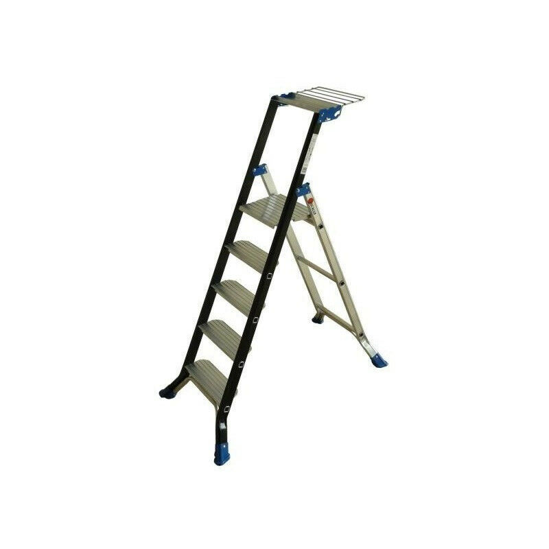 Escabeau 5 marches Escalux Escabati aluminium hauteur accès 3,11m marches XXL spécial bati-matériaux