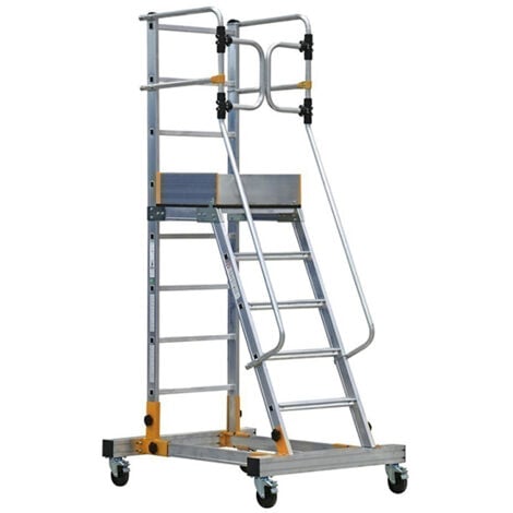 Escabeau roulant 4 marches - Hauteur max. de travail 3.00m - Portillon saloon - RD0012-1