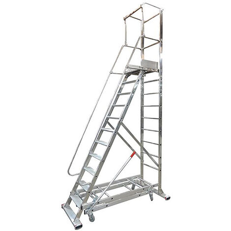 Escabeau roulant de 12 marches - Hauteur de travail maximale de 4.70m - 19612EL12B