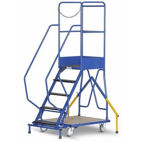 Escabeau roulant de 5 marches. Hauteur de travail max. de 3.10m - ESRB05D1W