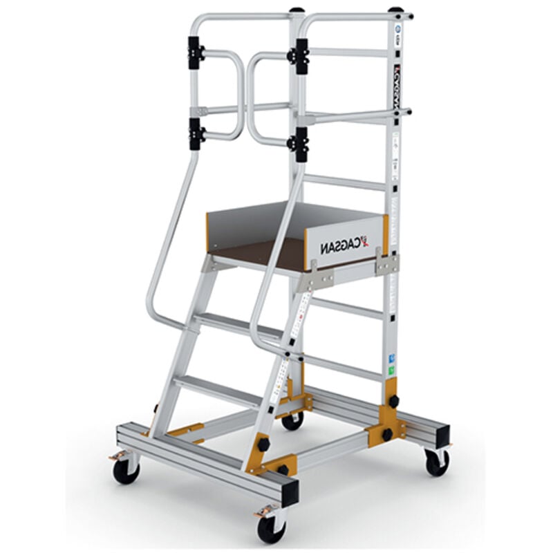 Matisère - Escabeau roulant 4 marches - Hauteur max. de travail 3.00m - Portillon saloon - RD0012-1