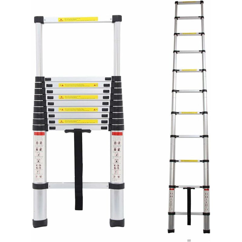 Escabeau Télescopique Pliant en Aluminium de 3,2 m Échelles Extensibles Polyvalentes Loft