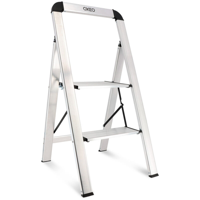 Escabeau 2 marches pliable ultra léger en aluminium - extra mince 5,5cm