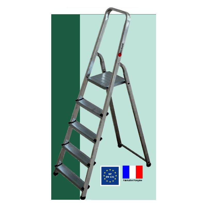 Escalux - Escabeau ménager de sécurité Aluminium 5 marches Hauteur 2,98 m - alumixte